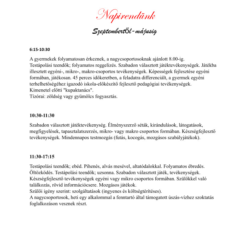 teknőc napirend